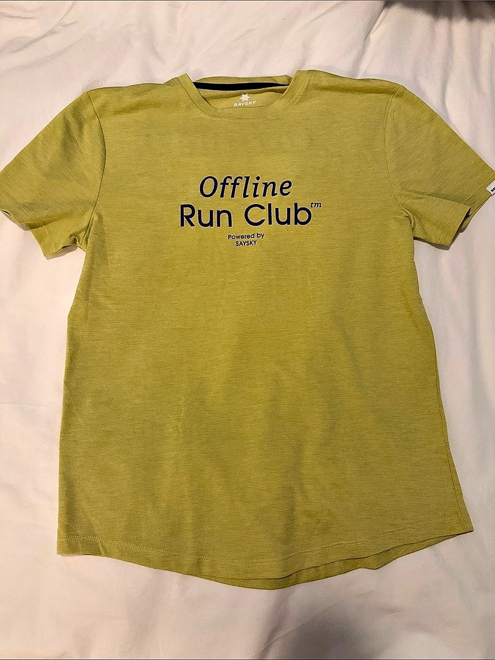 Saysky Offline Run Club Short Sleeve Combat Top Yellow/Green color XS Like New